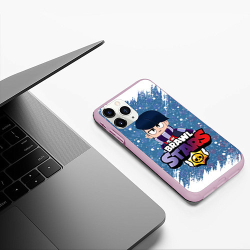 Чехол iPhone 11 Pro матовый Brawl Stars Edgar / 3D-Розовый – фото 3