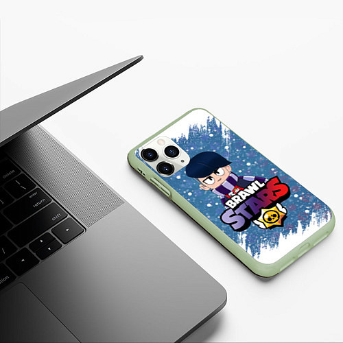 Чехол iPhone 11 Pro матовый Brawl Stars Edgar / 3D-Салатовый – фото 3