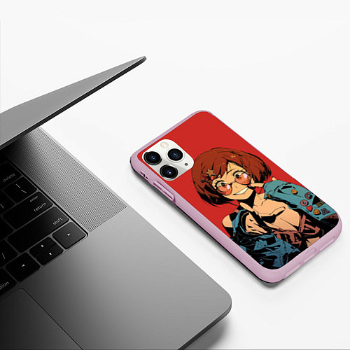 Чехол iPhone 11 Pro матовый Урарака Очако Моя геройская / 3D-Розовый – фото 3