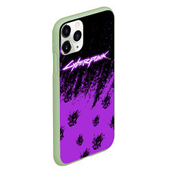 Чехол iPhone 11 Pro матовый Cyberpunk neon, цвет: 3D-салатовый — фото 2