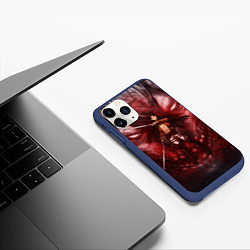 Чехол iPhone 11 Pro матовый Атака титанов, цвет: 3D-тёмно-синий — фото 2