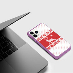 Чехол iPhone 11 Pro матовый Северный Олень, цвет: 3D-фиолетовый — фото 2