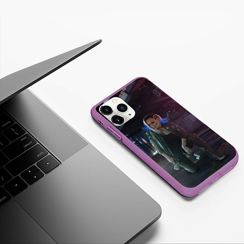 Чехол iPhone 11 Pro матовый Cyberpunk 2077 / 3D-Фиолетовый – фото 3