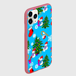 Чехол iPhone 11 Pro матовый Новый год, цвет: 3D-малиновый — фото 2