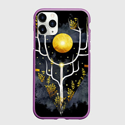 Чехол iPhone 11 Pro матовый Графит и золото: дерево жизни, цвет: 3D-фиолетовый