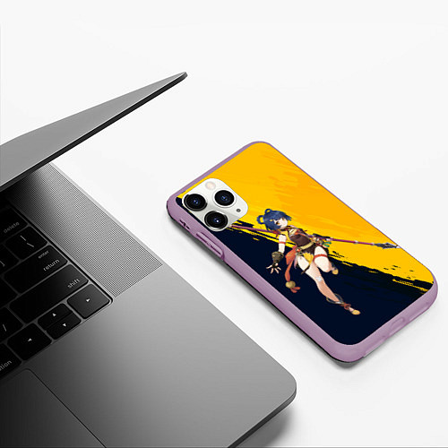Чехол iPhone 11 Pro матовый Genshin Impact / 3D-Сиреневый – фото 3