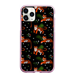 Чехол iPhone 11 Pro матовый Tigers, цвет: 3D-розовый