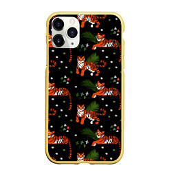 Чехол iPhone 11 Pro матовый Tigers, цвет: 3D-желтый