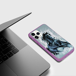 Чехол iPhone 11 Pro матовый Нарисованный конь, цвет: 3D-фиолетовый — фото 2
