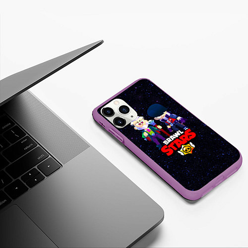 Чехол iPhone 11 Pro матовый Brawl Stars / 3D-Фиолетовый – фото 3