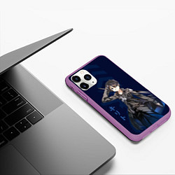 Чехол iPhone 11 Pro матовый Черный мечник Кирито, цвет: 3D-фиолетовый — фото 2