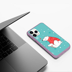 Чехол iPhone 11 Pro матовый Мишка, цвет: 3D-сиреневый — фото 2