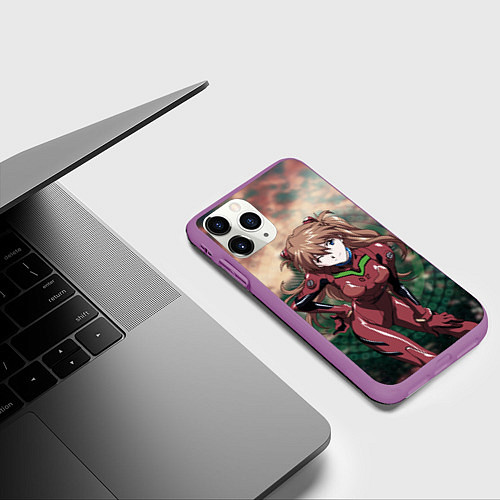 Чехол iPhone 11 Pro матовый Аска Евангелион / 3D-Фиолетовый – фото 3
