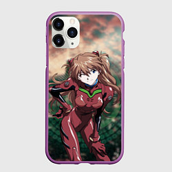 Чехол iPhone 11 Pro матовый Аска Евангелион, цвет: 3D-фиолетовый