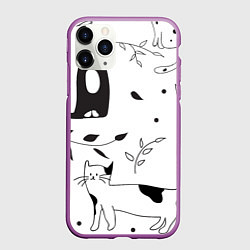 Чехол iPhone 11 Pro матовый Кис-Кис, цвет: 3D-фиолетовый