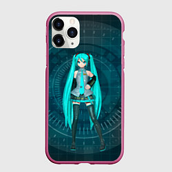 Чехол iPhone 11 Pro матовый Мику Хацуне, цвет: 3D-малиновый