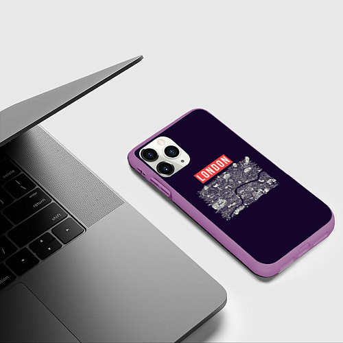 Чехол iPhone 11 Pro матовый LONDON / 3D-Фиолетовый – фото 3