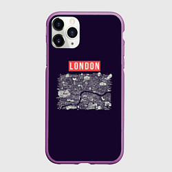 Чехол iPhone 11 Pro матовый LONDON, цвет: 3D-фиолетовый
