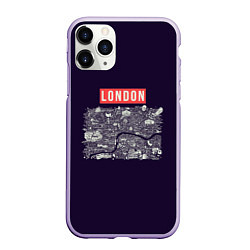 Чехол iPhone 11 Pro матовый LONDON, цвет: 3D-светло-сиреневый