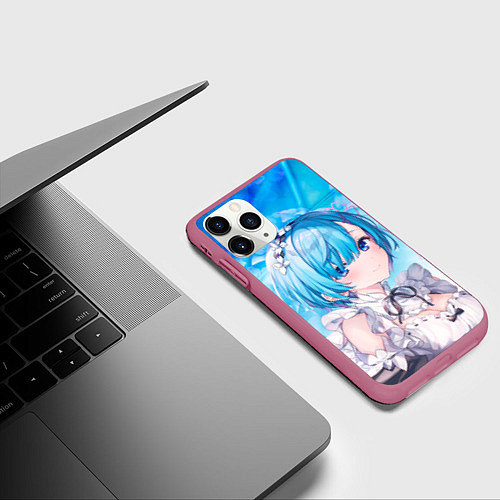 Чехол iPhone 11 Pro матовый Рем / 3D-Малиновый – фото 3
