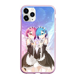 Чехол iPhone 11 Pro матовый Рем и Рам, цвет: 3D-розовый