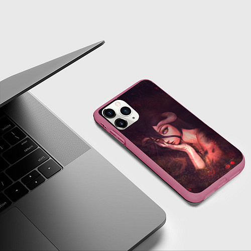 Чехол iPhone 11 Pro матовый Альбедо / 3D-Малиновый – фото 3