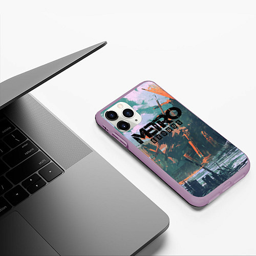 Чехол iPhone 11 Pro матовый Metro Exodus / 3D-Сиреневый – фото 3