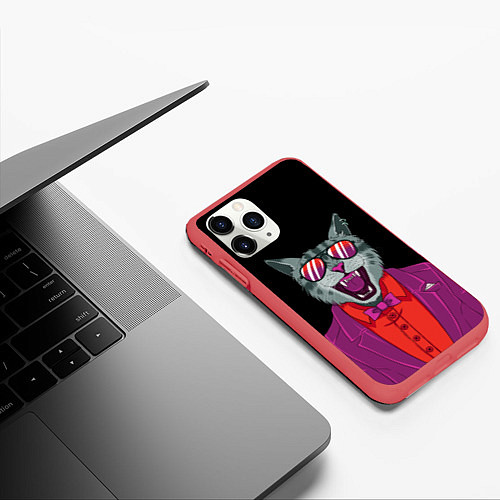 Чехол iPhone 11 Pro матовый Boss Cat / 3D-Красный – фото 3