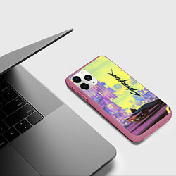 Чехол iPhone 11 Pro матовый Cyberpunk 2077, цвет: 3D-малиновый — фото 2