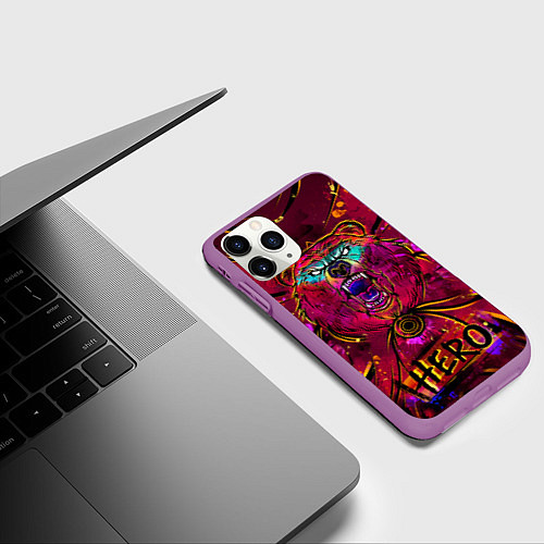 Чехол iPhone 11 Pro матовый BEAR / 3D-Фиолетовый – фото 3