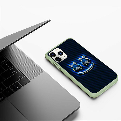 Чехол iPhone 11 Pro матовый Marshmello / 3D-Салатовый – фото 3