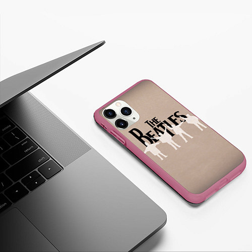 Чехол iPhone 11 Pro матовый The Beatles / 3D-Малиновый – фото 3