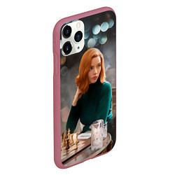 Чехол iPhone 11 Pro матовый Queens Gambit Ход Королевы, цвет: 3D-малиновый — фото 2