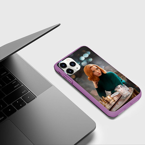Чехол iPhone 11 Pro матовый Queens Gambit Ход Королевы / 3D-Фиолетовый – фото 3