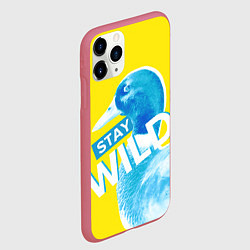 Чехол iPhone 11 Pro матовый Оставайся диким - селезень, цвет: 3D-малиновый — фото 2