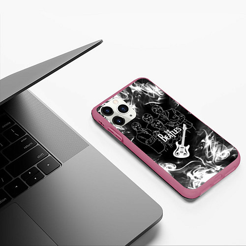 Чехол iPhone 11 Pro матовый The Beatles / 3D-Малиновый – фото 3