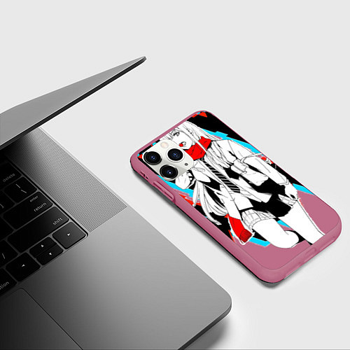 Чехол iPhone 11 Pro матовый Darling in the Franxx / 3D-Малиновый – фото 3