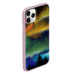 Чехол iPhone 11 Pro матовый Северное сияние, цвет: 3D-розовый — фото 2