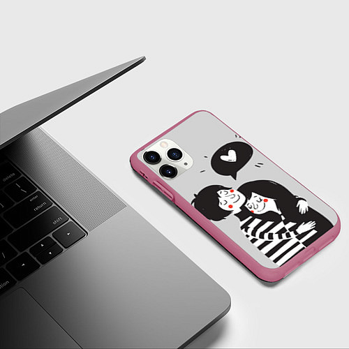Чехол iPhone 11 Pro матовый Любовь / 3D-Малиновый – фото 3