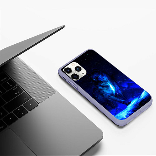 Чехол iPhone 11 Pro матовый Dark Wolf / 3D-Светло-сиреневый – фото 3