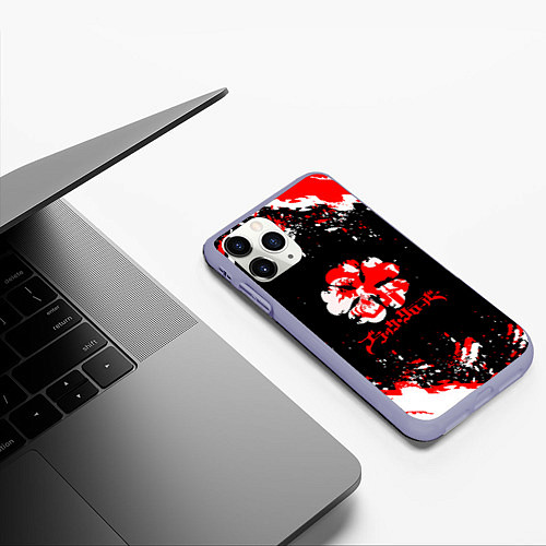 Чехол iPhone 11 Pro матовый Чёрный клевер / 3D-Светло-сиреневый – фото 3