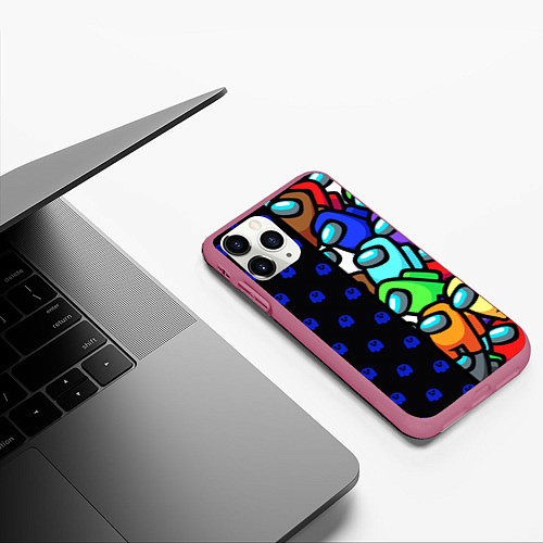 Чехол iPhone 11 Pro матовый Among Us Brawl Stars / 3D-Малиновый – фото 3