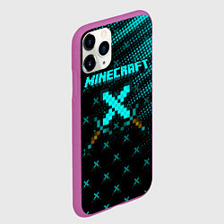 Чехол iPhone 11 Pro матовый Minecraft, цвет: 3D-фиолетовый — фото 2