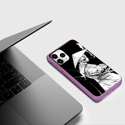 Чехол iPhone 11 Pro матовый Самурай скелет с трубкой, цвет: 3D-фиолетовый — фото 2