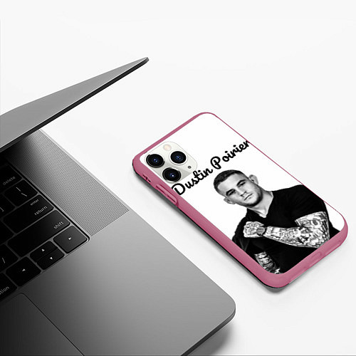 Чехол iPhone 11 Pro матовый Dustin Poirier / 3D-Малиновый – фото 3