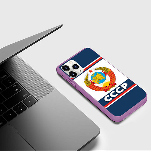 Чехол iPhone 11 Pro матовый СССР / 3D-Фиолетовый – фото 3