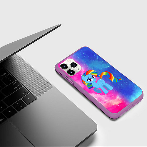 Чехол iPhone 11 Pro матовый Радуга Дэш / 3D-Фиолетовый – фото 3