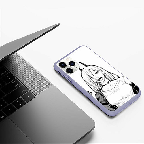 Чехол iPhone 11 Pro матовый Black and White Anime / 3D-Светло-сиреневый – фото 3