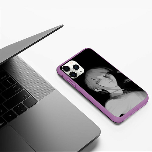 Чехол iPhone 11 Pro матовый Makima Chainsaw Man / 3D-Фиолетовый – фото 3