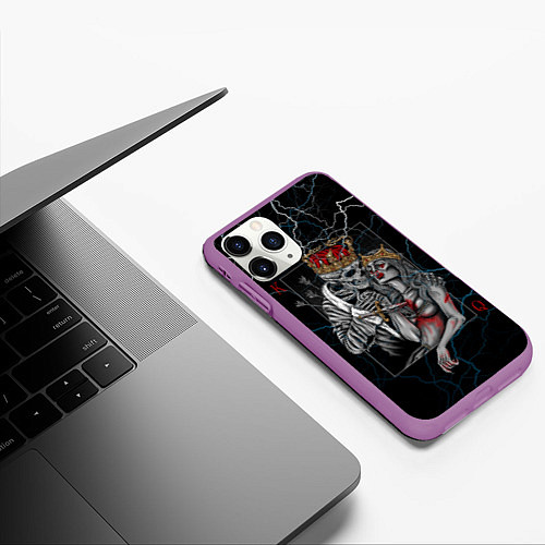 Чехол iPhone 11 Pro матовый The Skull King and Queen / 3D-Фиолетовый – фото 3